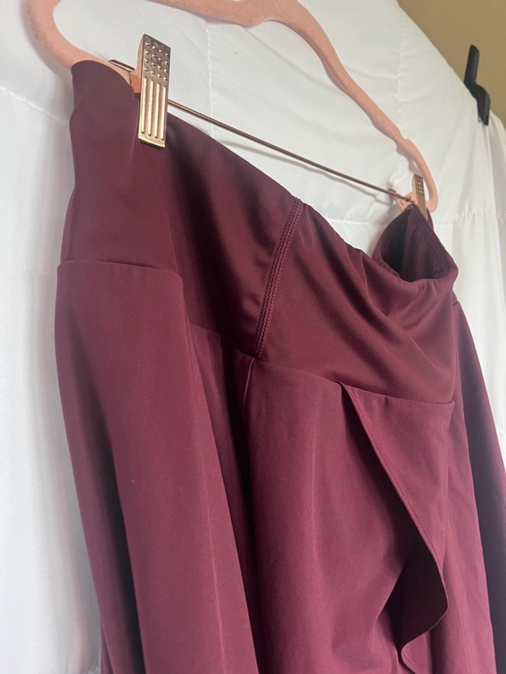 Halara Breezeful High Waisted Asymmetric Faux Wrap Maxi Skirt Burgundy 2X - Picture 6 of 10